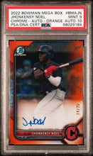 Load image into Gallery viewer, 2022 Bowman Chrome Jhonkensey Noel Orange Mojo Auto /25 Prospect PSA 9 KP423
