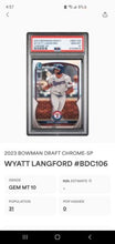 Load image into Gallery viewer, 🔥 ⚾ PSA 10 POP 31 2023 Bowman Chrome Draft Wyatt Langford Image Variation🔥 ⚾
