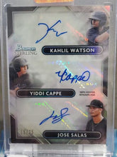 Load image into Gallery viewer, 2022 Bowman Sterling Triple Auto /25 Kahlil Watson Yiddi Cappe Jose Salas KP423
