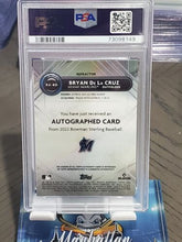 Load image into Gallery viewer, POP 1 PSA 10 Bryan De La Cruz RC AUTO REFRACTOR /150 2022 Bowman Sterling RA-BD
