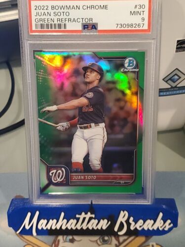 GREEN FIRST ON PRINT 1/99 PSA 9 2022 BOWMAN CHROME JUAN SOTO #30