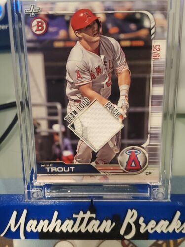 Mike Trout /25 GAME USED 4 COLOR PATCH Jersey Fusion 2019 Bowman