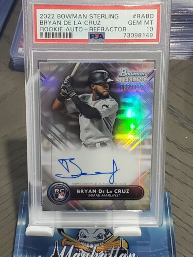 POP 1 PSA 10 Bryan De La Cruz RC AUTO REFRACTOR /150 2022 Bowman Sterling RA-BD