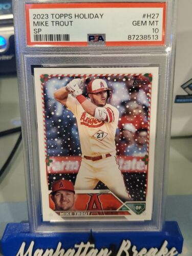 SP ⚾ 🔥 PSA 10 POP 17 2023 Topps Holiday Mike Trout Candy Cane Bat 🔥 ⚾