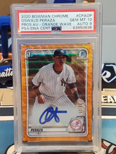 Load image into Gallery viewer, 2020 Bowman Chrome Oswald Peraza ORANGE WAVE AUTO /25 PSA GEM MINT 10 POP 1
