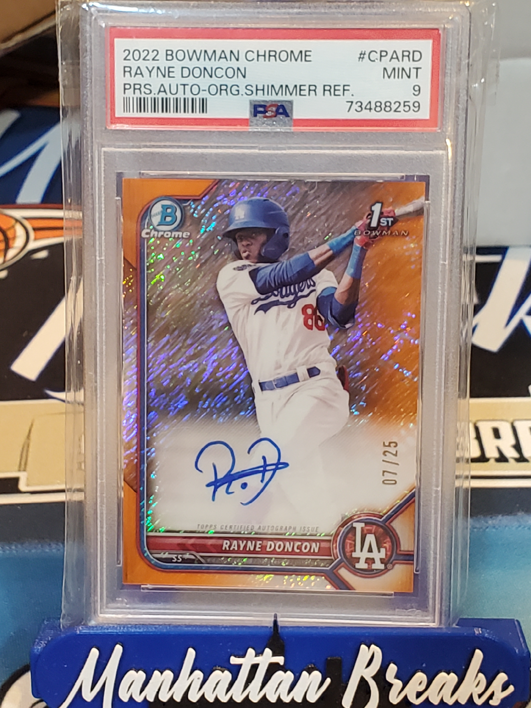 2022 Bowman Chrome Rayne Doncon ORANGE Shimmer AUTO /25 PSA 9 POP 4