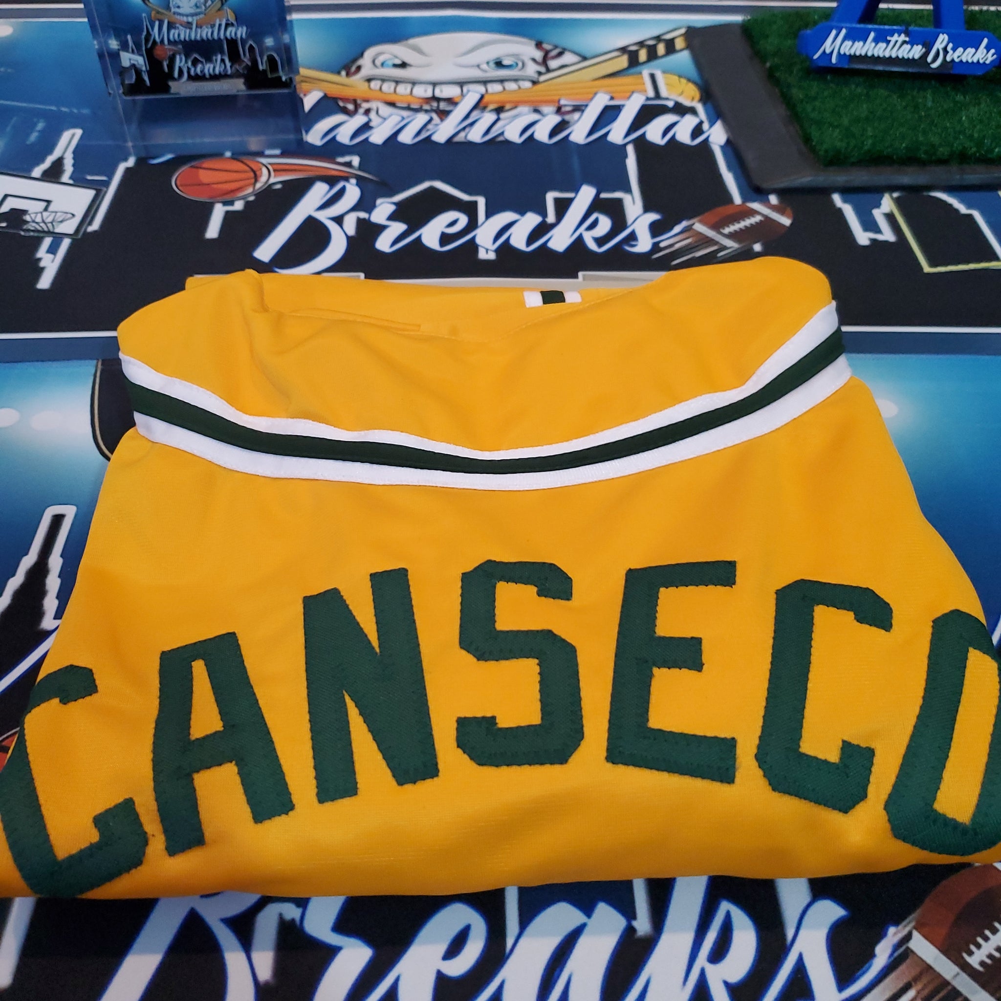 Prime Time Sports Jose Canseco Signed Pro Style Custom A's Jersey, with WSC Inscription in Black (Blank Front) JSA COA