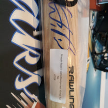 Load image into Gallery viewer, Wander Franco Signature DEBUT Tampa Bay Rays Rawlings Blonde Bat JSA COA
