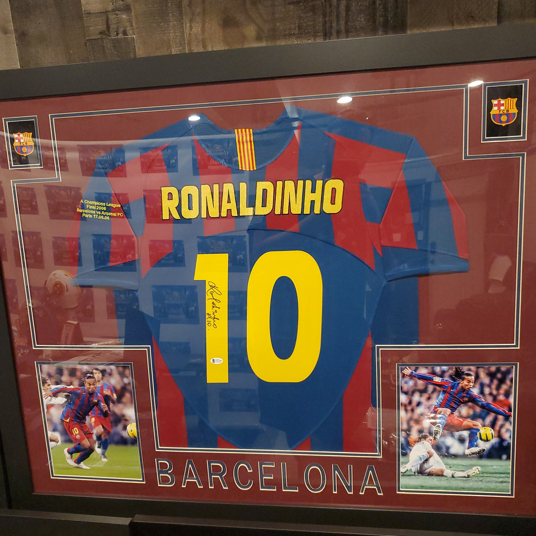 RONALDINHO Framed Jersey 35 X 43 Beckett COA