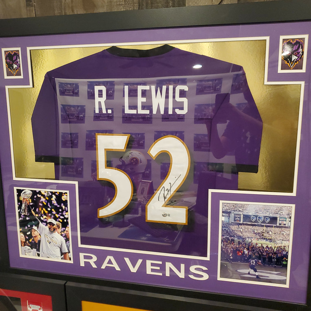 Ray Lewis Framed Jersey 35 X 43 Beckett COA