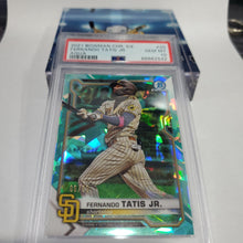 Load image into Gallery viewer, 2021 Bowman Sapphire Aqua Fernando Tatis Jr PSA 10 POP 3 06/99
