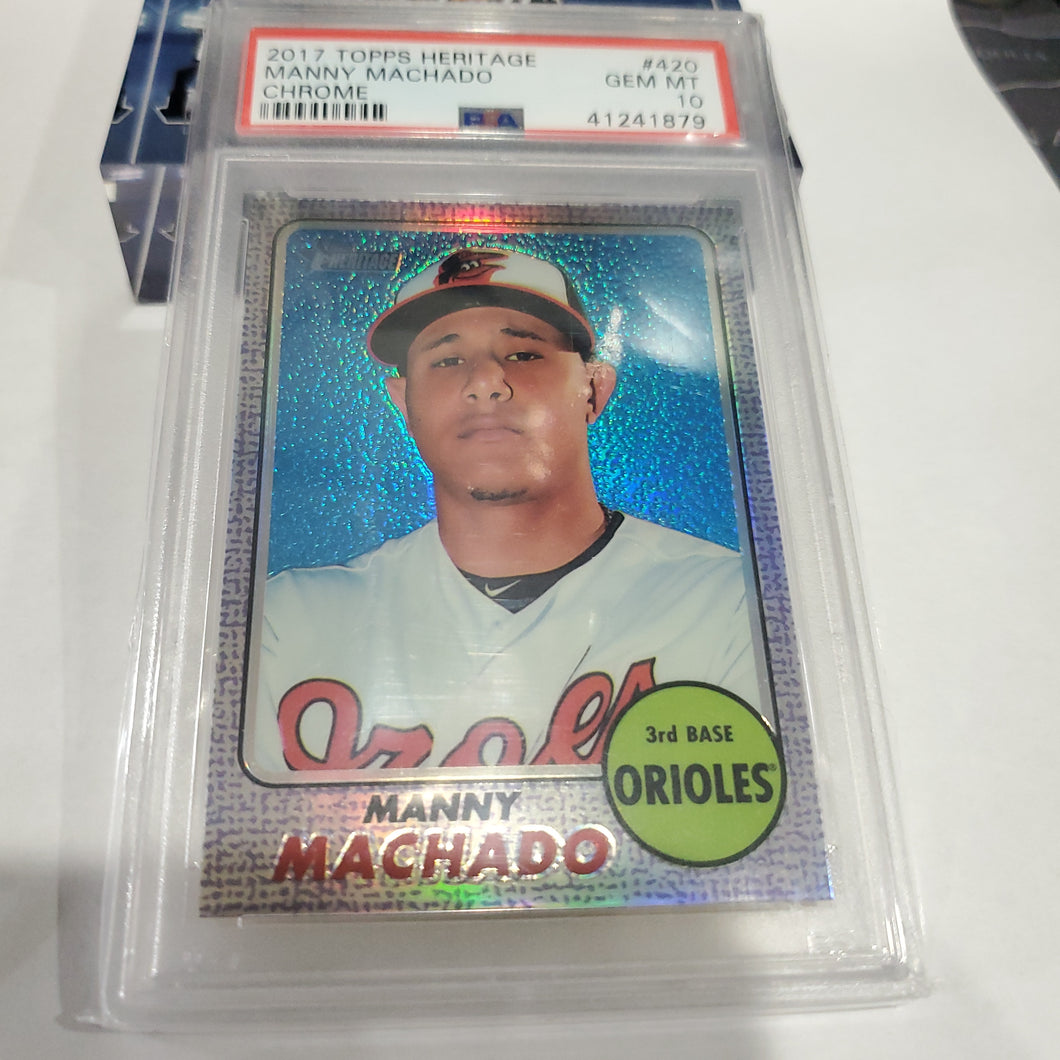 2017 Topps Heritage Chrome Purple Refractor Manny Machado PSA 10