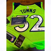 Load image into Gallery viewer, Karl-Anthony Towns Signed Timberwolves Nike NBA Authentic Swingman Jersey JSA &amp; KAT COA
